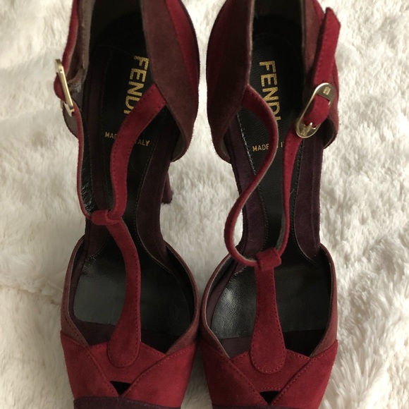 BNIB Gorgeous Burgundy/Wine Suede Fendi Platforms - Picture 7 of 8